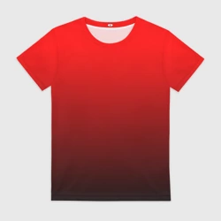 Женская футболка 3D Градиент красно-чёрный