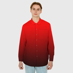 Мужская рубашка oversize 3D Градиент красно-чёрный - фото 2