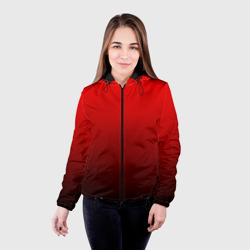 Куртка с принтом Градиент красно-чёрный для женщины, вид на модели спереди №2. Цвет основы: черный