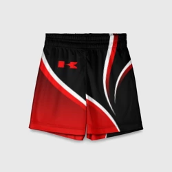 Детские спортивные шорты 3D Кавасаки - красные волны