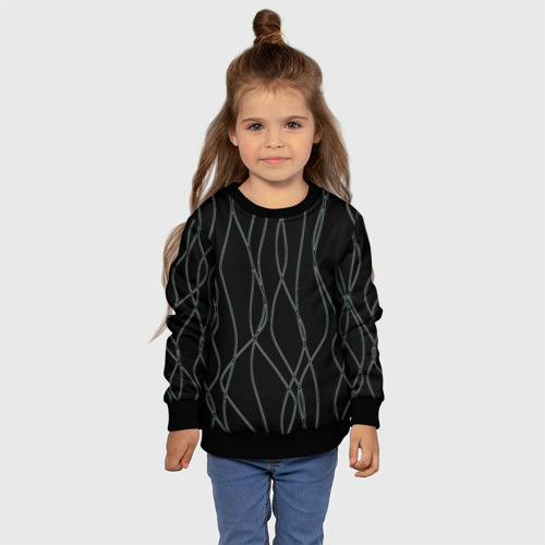 Детский свитшот 3D Чёрный с кривыми линиями, цвет 3D печать - фото 7