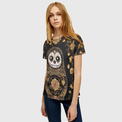 Женская футболка 3D Матрешка в мексиканском стиле ко Дню мертвых - фото 2