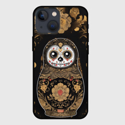 Чехол для iPhone 13 mini Матрешка в мексиканском стиле ко Дню мертвых