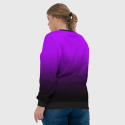 Свитшот с принтом Градиент фиолетово-чёрный для женщины, вид на модели сзади №3. Цвет основы: черный