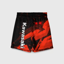 Детские спортивные шорты 3D Кавасаки - красные брызги