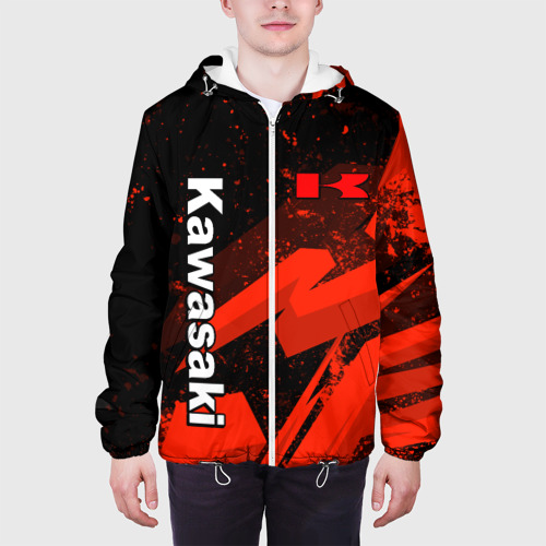 Мужская куртка 3D Кавасаки - красные брызги, цвет 3D печать - фото 4