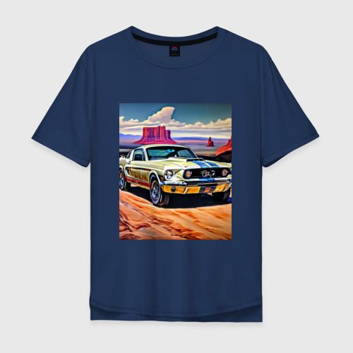 Мужская футболка хлопок Oversize с принтом Авто Мустанг, вид спереди #2