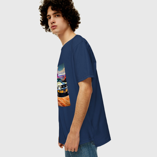 Мужская футболка хлопок Oversize с принтом Авто Мустанг, вид сбоку #3