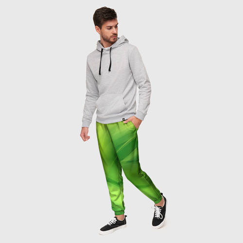 Мужские брюки 3D Green Lighting background, цвет 3D печать - фото 3
