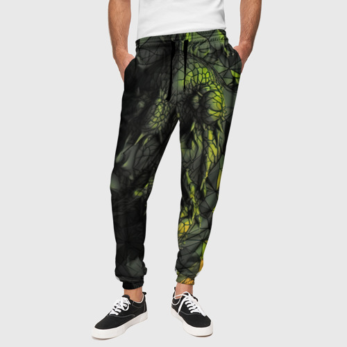 Мужские брюки 3D Зеленая абстрактная текстура, цвет 3D печать - фото 4