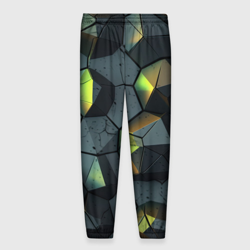 Мужские брюки 3D Черная текстура с зелеными камнями, цвет 3D печать - фото 2