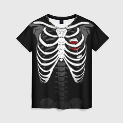 Женская футболка 3D Скелет: ребра с винишком