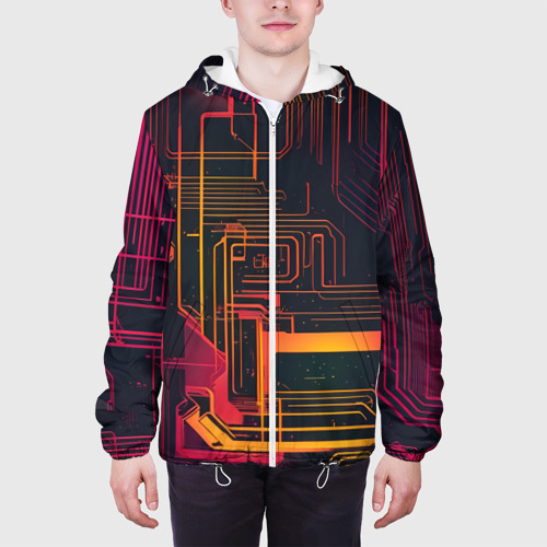Мужская куртка 3D Кибер схемы градиент, цвет 3D печать - фото 4
