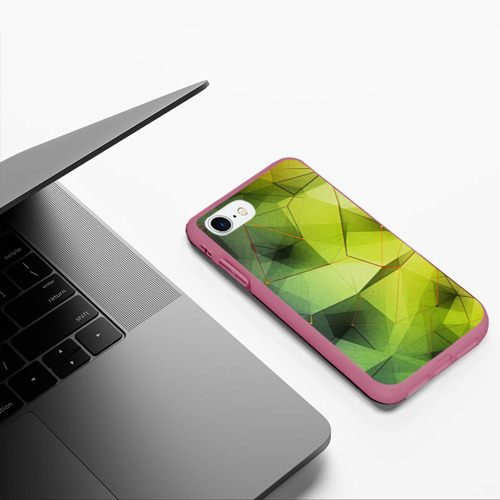 Чехол для iPhone 7/8 матовый с принтом Зеленая текстура  объемная, фото #5