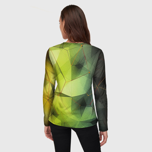 Женский лонгслив 3D с принтом Зеленая текстура  объемная, вид сзади #2