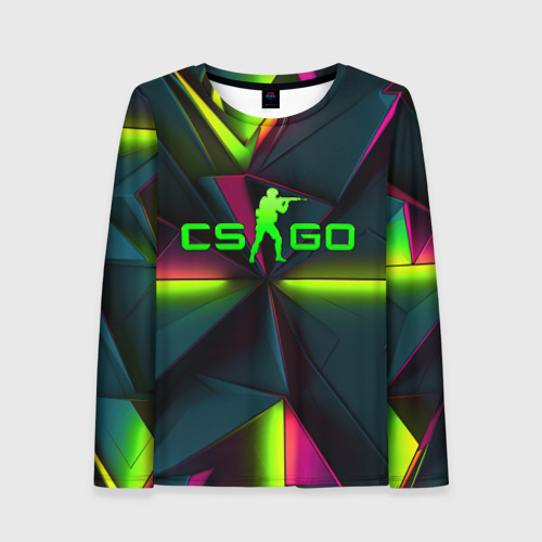 Женский лонгслив 3D CS GO  green  neon, цвет 3D печать