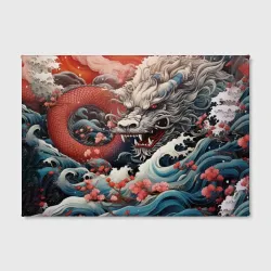 Холст прямоугольный Морской дракон Irezumi на волнах - фото 2