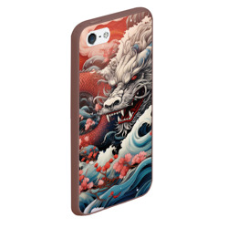 Чехол для iPhone 5/5S матовый Морской дракон Irezumi на волнах - фото 2