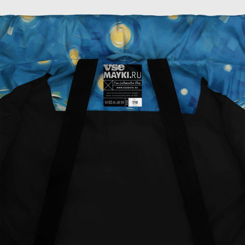 Зимняя куртка для девочек 3D Басенджи в стиле Ван Гога, цвет черный - фото 7
