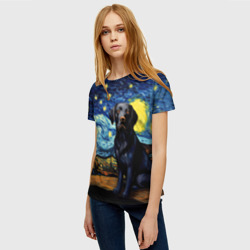 Женская футболка 3D Лабрадор в стиле Ван Гога - фото 2