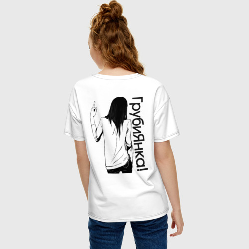 Женская футболка хлопок Oversize ГрубиЯнка, цвет белый - фото 4
