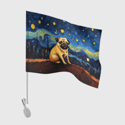 Флаг для автомобиля Мопс в стиле Ван Гога