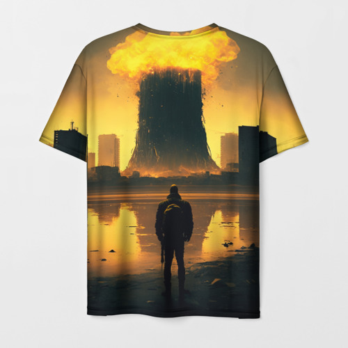 Мужская футболка 3D Парень напротив взрыва, цвет 3D печать - фото 2