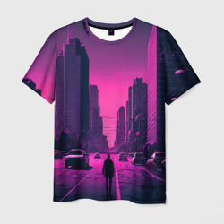 Мужская футболка 3D Мёртвый розовый город