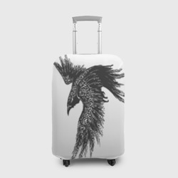 Чехол для чемодана 3D Чёрный ворон с рунами
