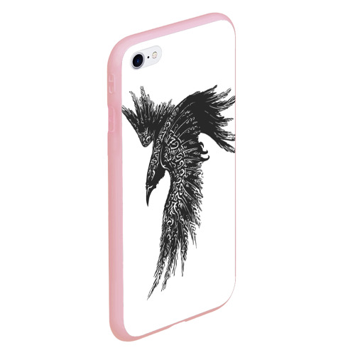 Чехол для iPhone 6/6S матовый с принтом Чёрный ворон с рунами, вид сбоку #3