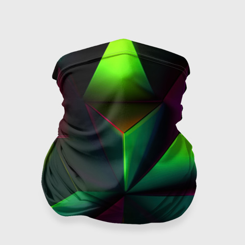 Бандана-труба 3D Зеленый калейдоскоп  абстракция , цвет 3D печать