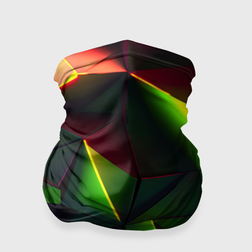 Бандана-труба 3D Объемные зеленые  треугольники, цвет 3D печать