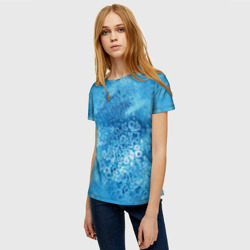 Женская футболка 3D Голубые капли акварели - фото 2