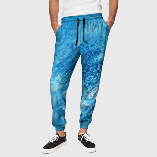Мужские брюки 3D Голубые капли акварели, цвет 3D печать - фото 4