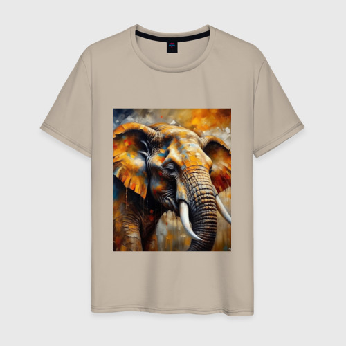 Мужская футболка хлопок Большой слон, цвет миндальный