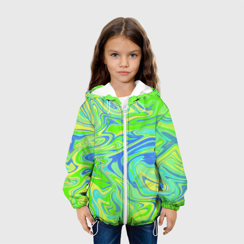 Детская куртка 3D с принтом Неоновая абстракция волны, вид сбоку #3
