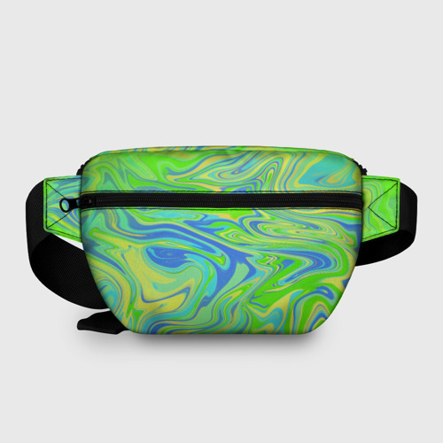 Поясная сумка 3D с принтом Неоновая абстракция волны, вид сзади #1