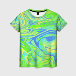 Женская футболка 3D Неоновая абстракция волны