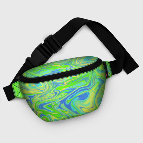 Поясная сумка 3D с принтом Неоновая абстракция волны, фото #5