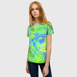 Женская футболка 3D Неоновая абстракция волны - фото 2