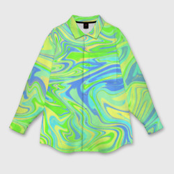 Мужская рубашка oversize 3D Неоновая абстракция волны