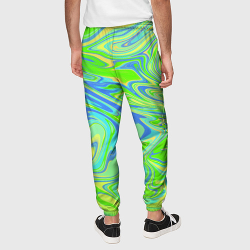 Мужские брюки 3D с принтом Неоновая абстракция волны, вид сзади #2