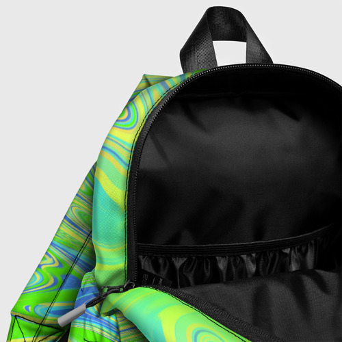 Детский рюкзак 3D с принтом Неоновая абстракция волны, фото #4