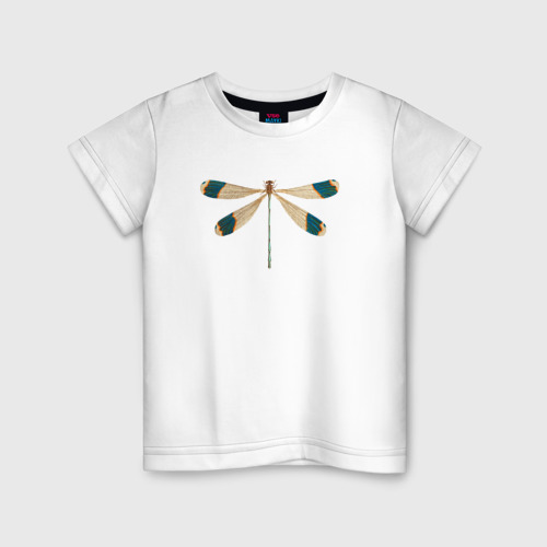 Детская футболка хлопок Стрекоза иллюстрация, цвет белый