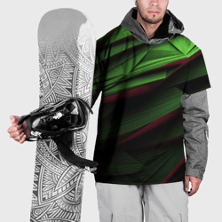 Накидка на куртку 3D Зеленые абстрактные полосы