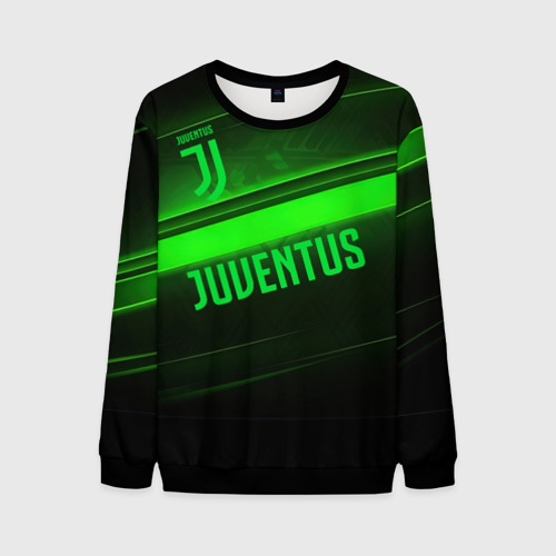 Мужской свитшот 3D Juventus green line, цвет черный