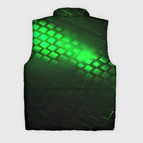 Мужской жилет утепленный 3D с принтом Неоновые зеленые пластины, вид сзади #1