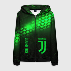 Мужская толстовка 3D на молнии Juventus green  logo neon