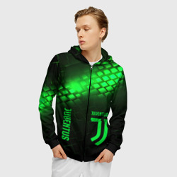 Мужская толстовка 3D на молнии Juventus green  logo neon - фото 2