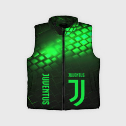 Детский жилет утепленный 3D Juventus green  logo neon